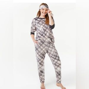 Joyspum Velour Pajamas Women’s Size Large Grey Pink‎